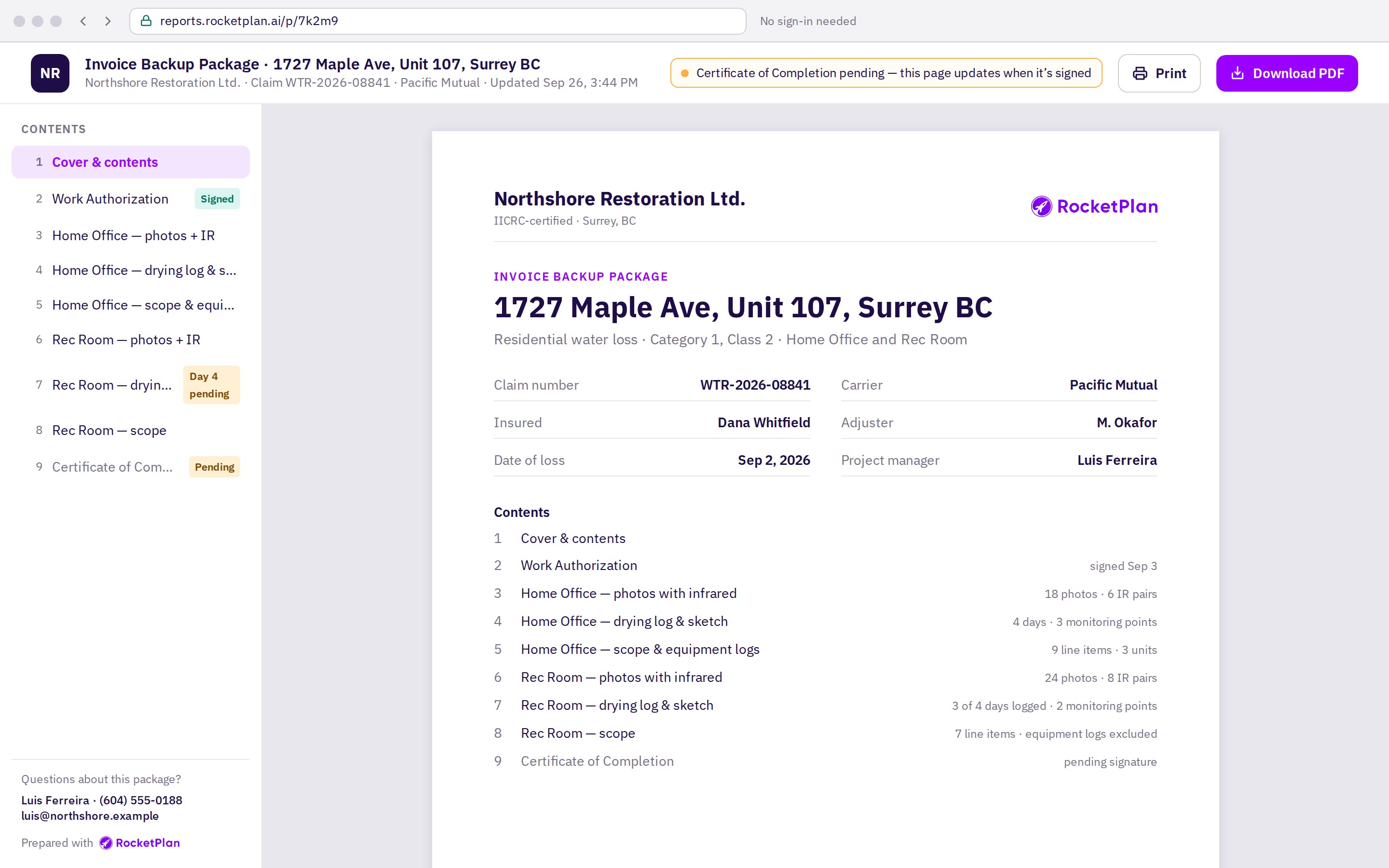Invoice backup package product design