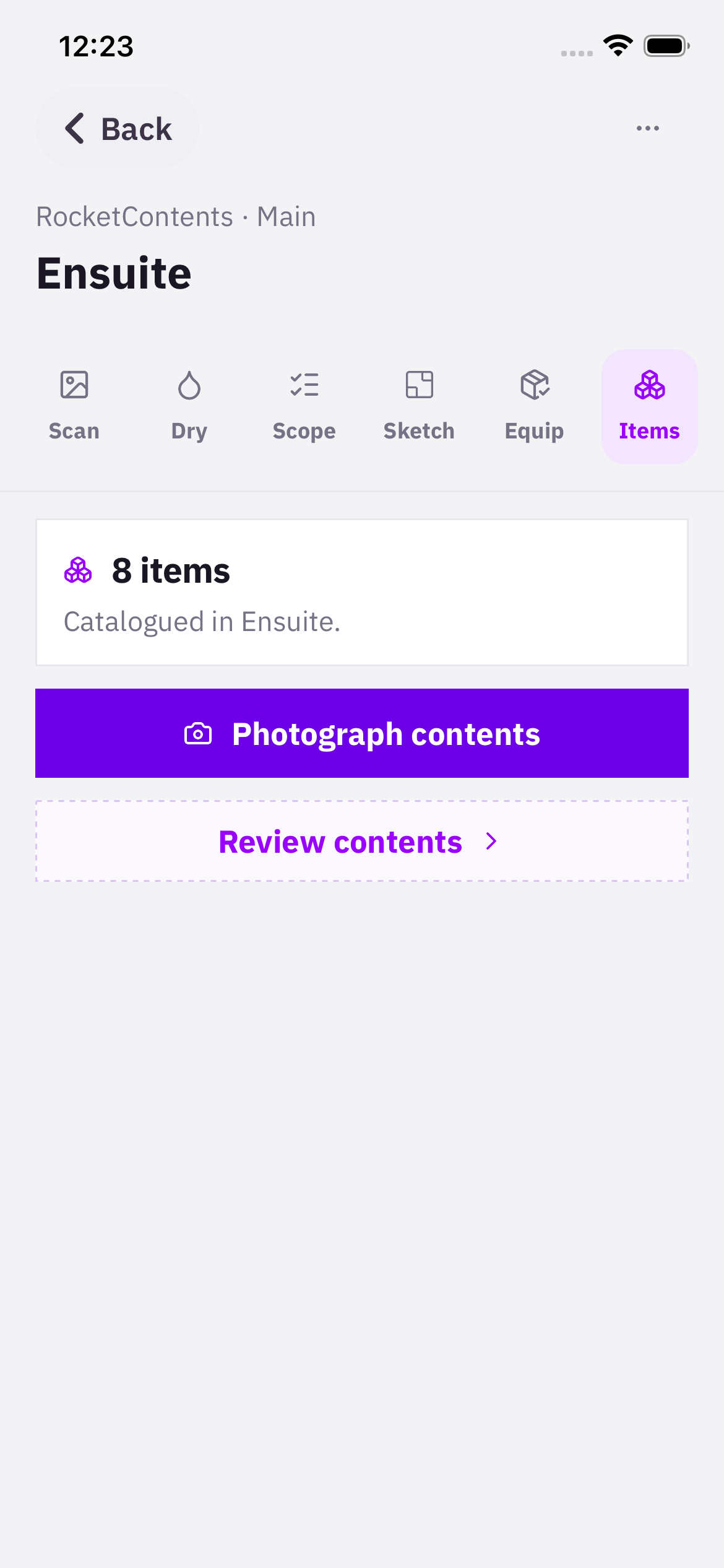 Room contents capture actions